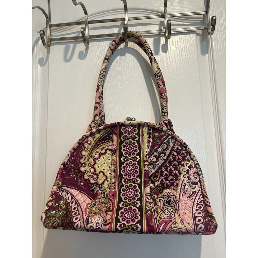 Vera Bradley Eloise Very Berry Paisley Floral Kiss Lock Purse Shoulder Bag Tote